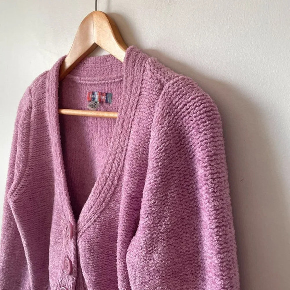 Urban Outfitters Dina Plush Soft Knit Cardigan Violet Purple Sz Medium - Picture 6 of 9